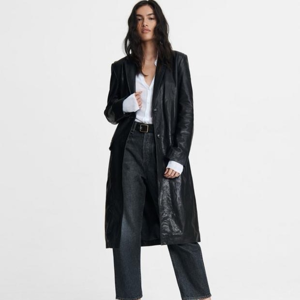 Rag & Bone Black Leather Duster Jacket/ Coat
